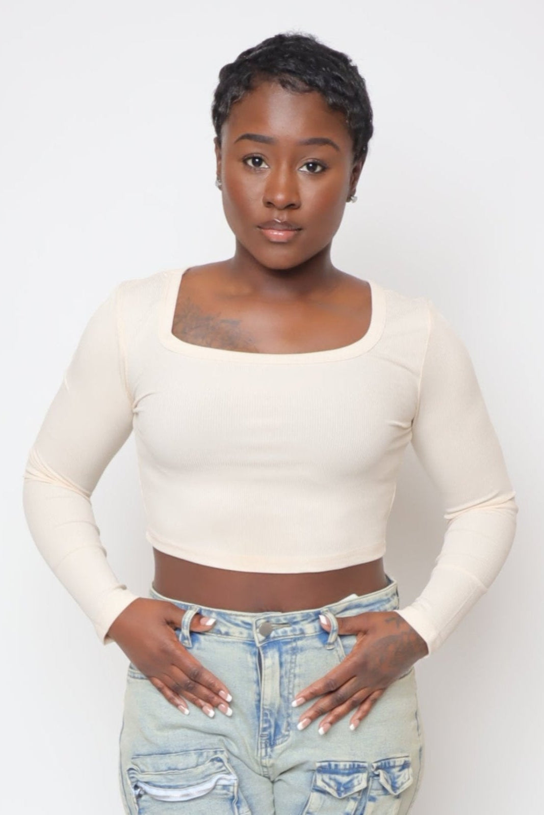 Flirt Fit Ribbed Tee Beige