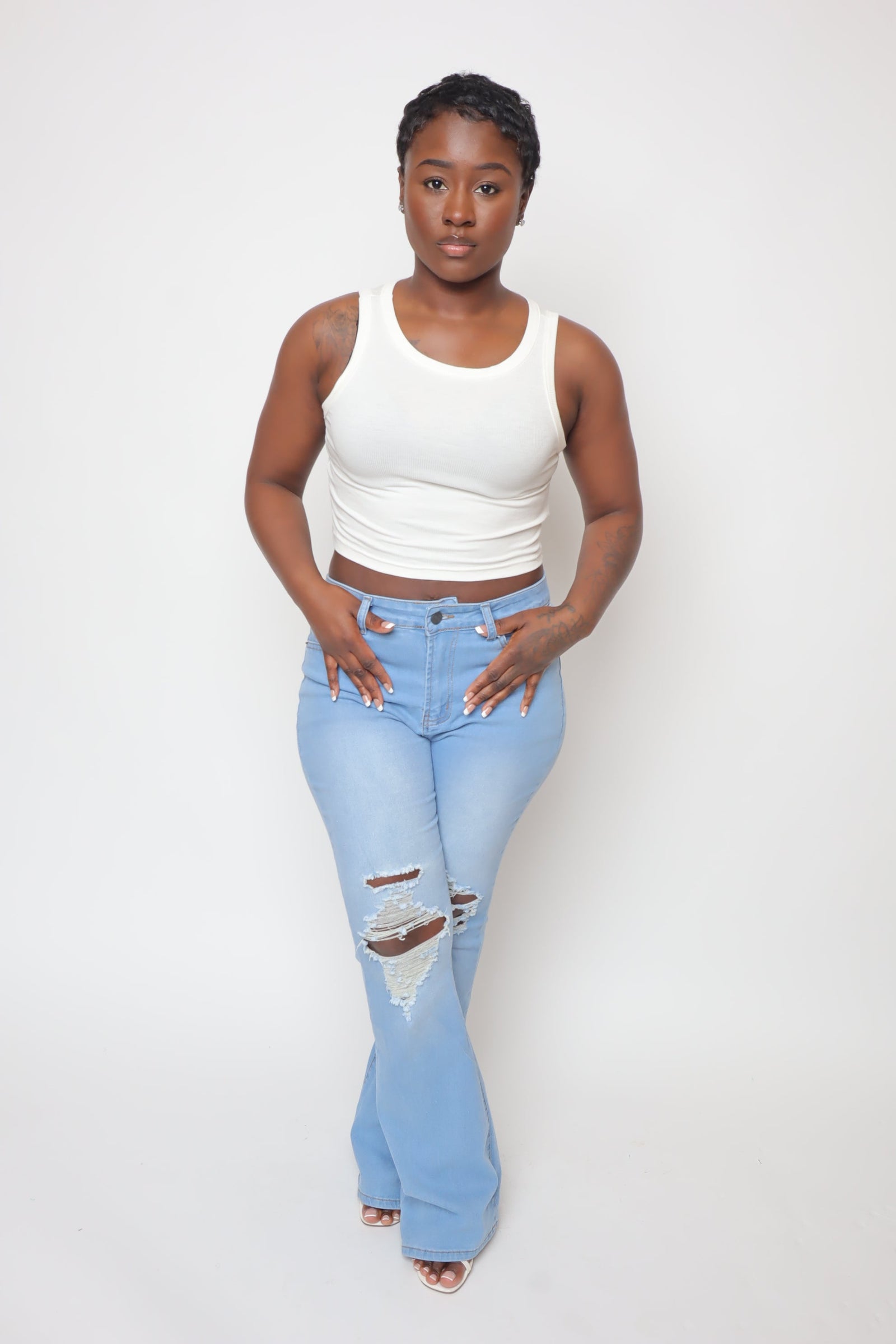 High Waist Throwback Flares