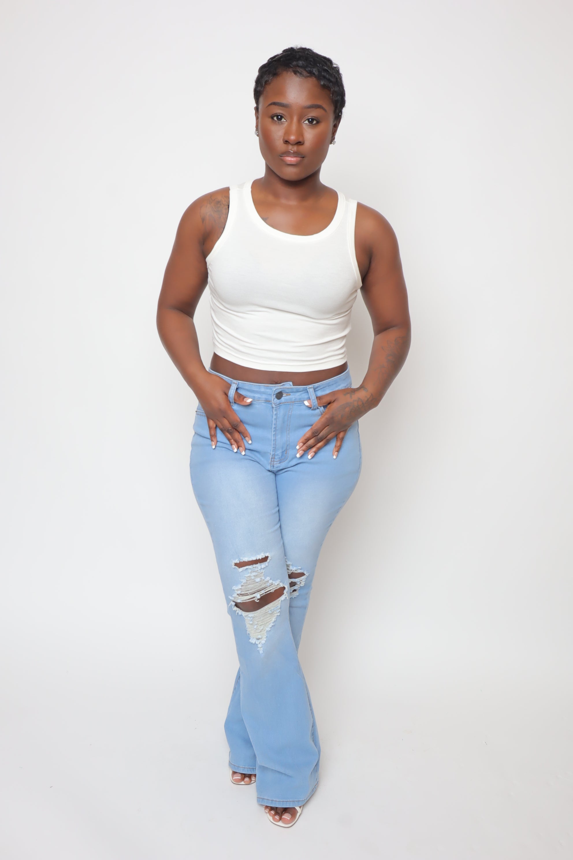 High Waist Throwback Flares