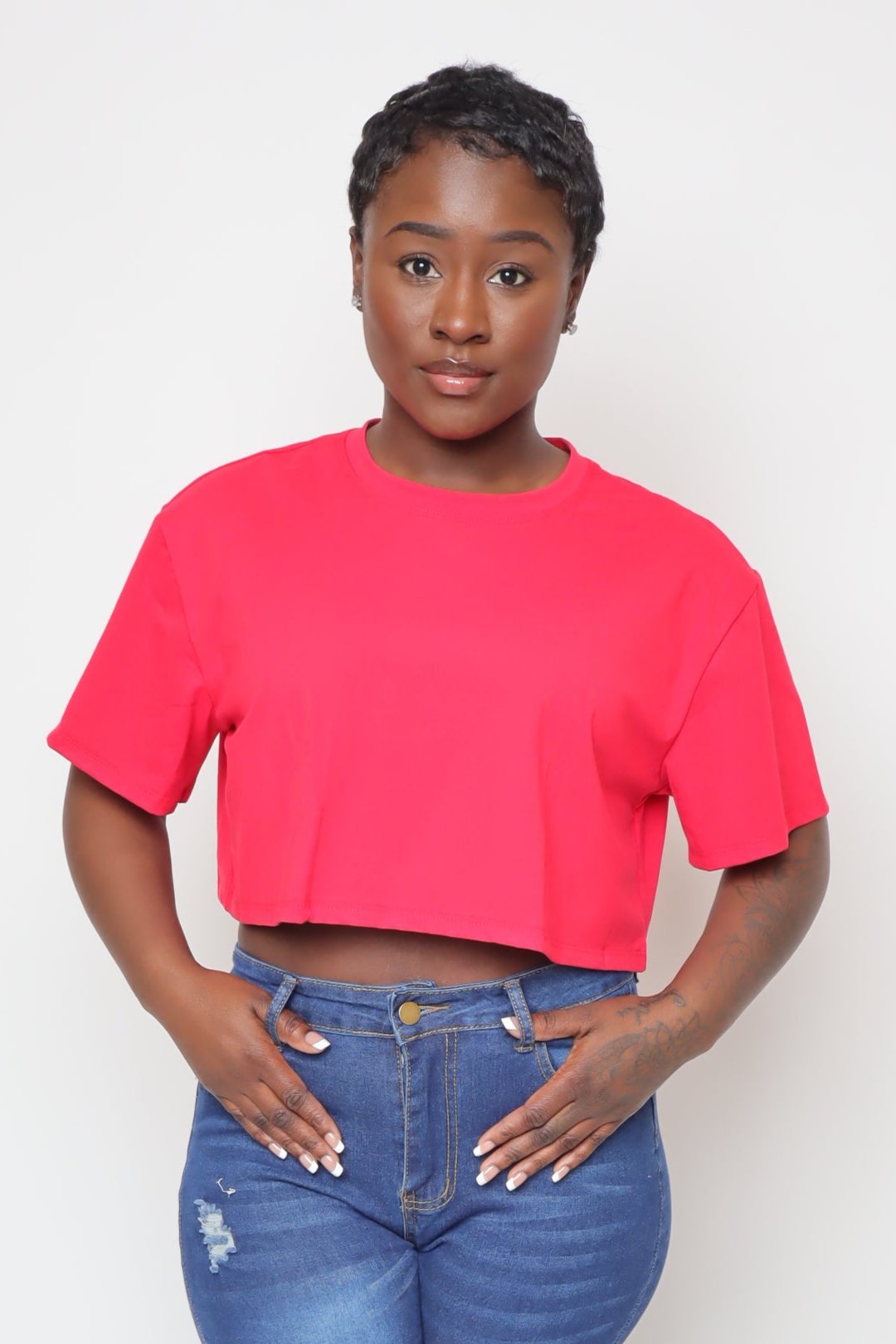 Effortless Chic Crop Tee-Red
