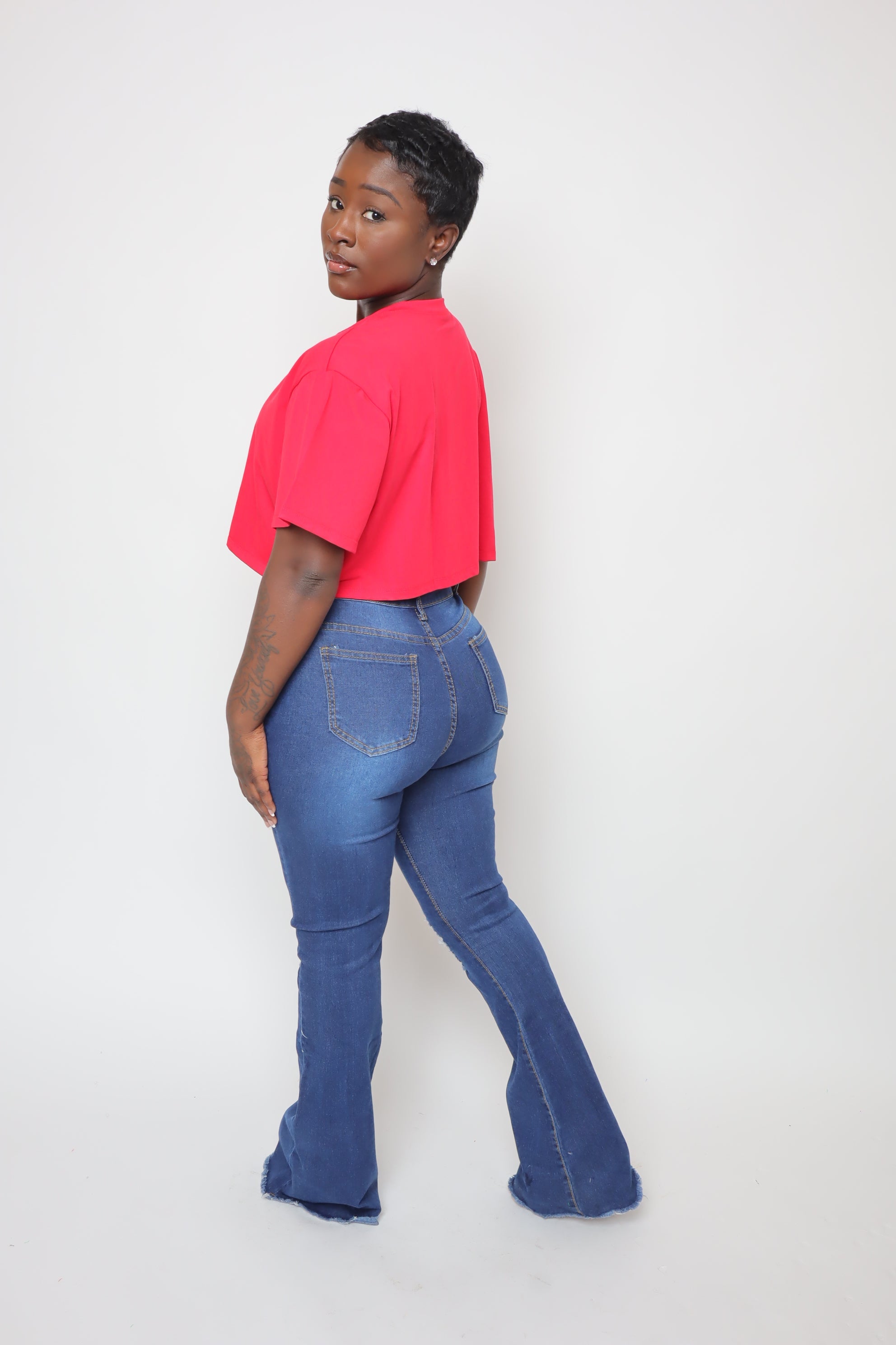 Effortless Chic Crop Tee-Red
