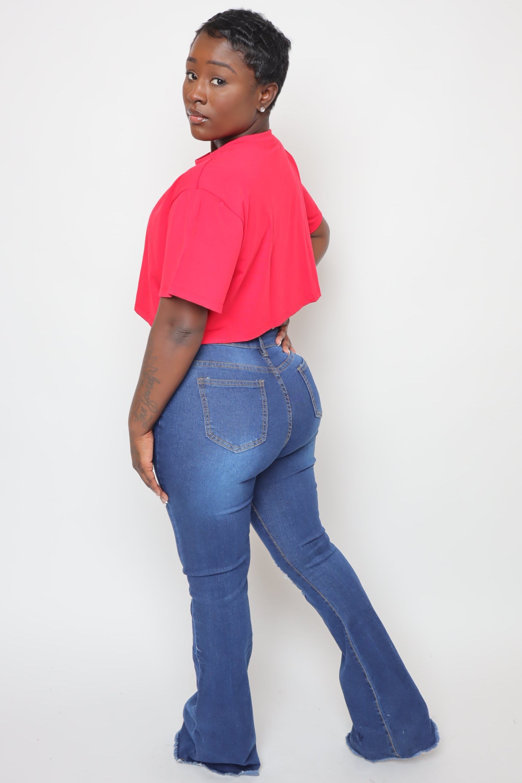 Ripped High Waist Flares